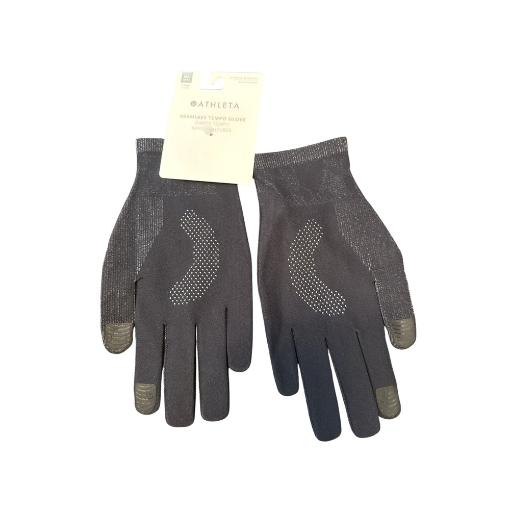 Athleta Seamless Tempo Glove Womens M/L Black New Reflective Touchscreen Grip